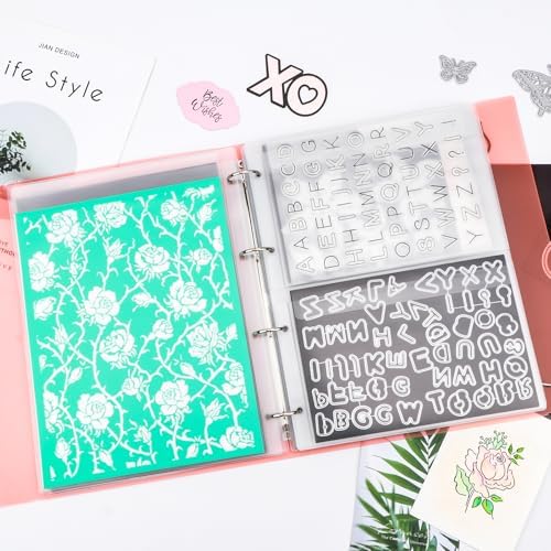 A4 Dies and Stamps Storage Book Binder Folder, Page Protectors Pockets Inserts Organizer for Cutting Dies Stencil Album Stamp Crafts, 1Pcs Orange Storage Book Cover & 20 Inserts with 1/2/3/4 Pockets - Image 2