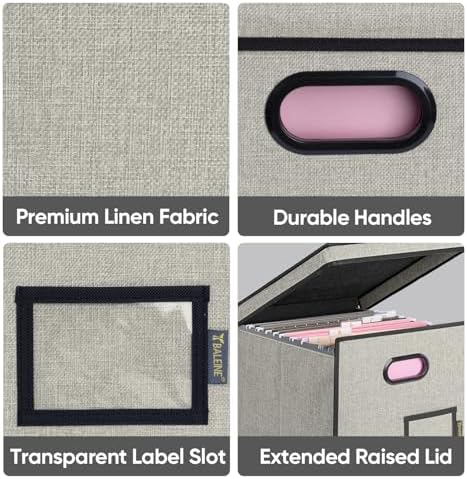 BALEINE File Organizer Box with Lid, Collapsible Hanging File Storage Box - Image 6