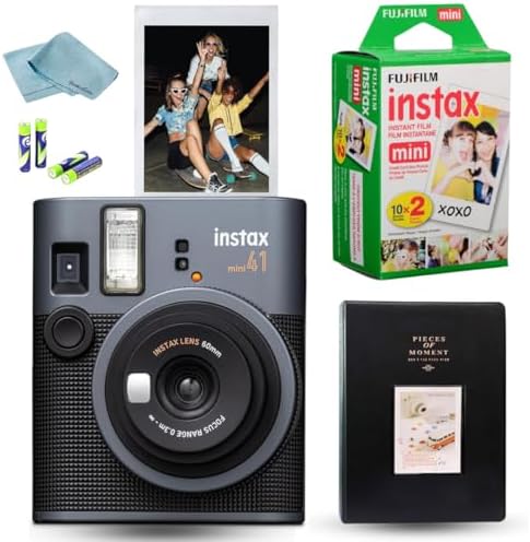FUJIFILM Mini 41 Instant Film Camera Bundle – Instant Photo Camera with Fujifilm Mini Film (20 Sheets), Photo Album, Batteries, Cleaning Cloth & Accessories – Great Gift for Kids, Teens & Beginners by FUJIFILM