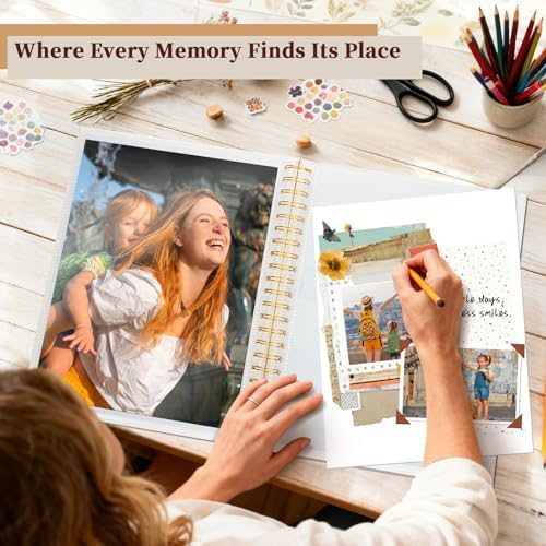 8.5x11 in Scrapbook Photo Album with Window, 30 Sleeves Beige - Image 2