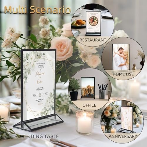 4x6 Picture Frames Acrylic Sign Holder 6 Pack Menu Stands, Double-sided Picture Stands for Wedding Table Numbers Holders, Table Top Display Wedding Sign Stand Vertical Flyer Holder, Black - Image 4