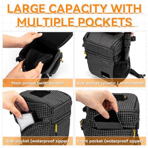 HIKEMAN Shoulder Bag Case for Camera - Outdoor Waterproof Shockproof Camera Bag,Detachable Strap for Daily Use,Travel,Cycling Climbing(Black) - Image 5