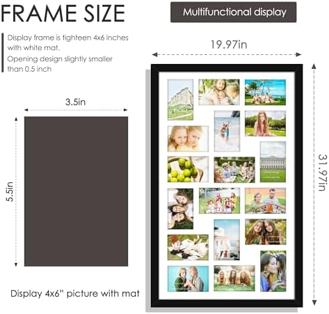 DUENPY 18x30 Collage Frame For 18 4x6 Photos Black - Image 2