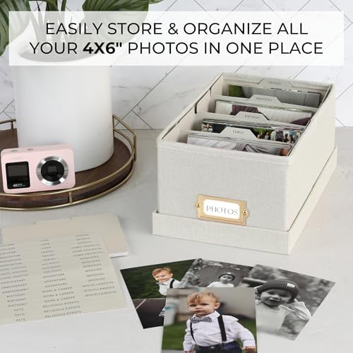 Decorative Photo Storage Box - Sturdy Linen Organizer Holds 850 4x6 Photos - Image 2