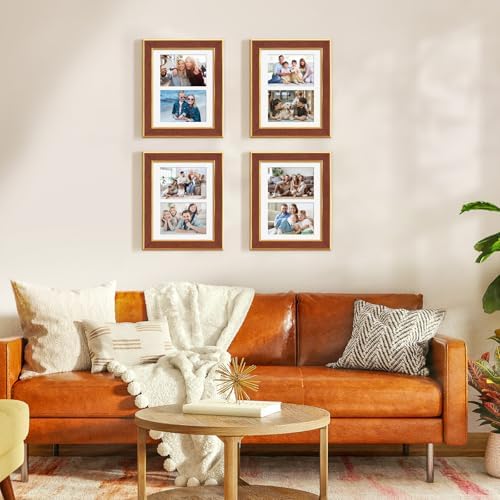 Suede 8.5x11 Picture Frame Display 2 Opening 5x7 Double Picture Frames Collage Wall or Tabletop Decor with Mat,Multi Photo Frame for Plexiglass,Wall Decor,1Pack,Brown - Image 7