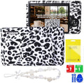 Cute Camera Case for Canon PowerShot SX740 HS/SX730 HS,Silicone Protective Cover with Removable Lens Cap,Wrist Strap & 2 Pack Tempered Glass Screen Protector for Women (White Leopard) by Tizaczp