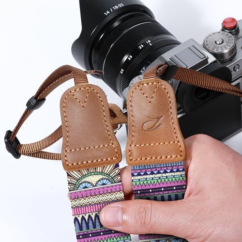 Padwa Lifestyle Camera Strap - 1.5" Soft Nylon Print Crazy Horse Cowhide Head Camera Straps for Photographers and All Cameras,Cute Adjustable Vintage Woven Strap for Adults & Kids(Bohemian Rhythm) - Image 4