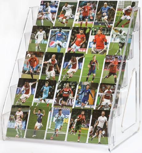 Card Display Stand, Clear Acrylic 5-Tiered Shelf For Greeting Sports Graded Card, Postcard, Stickers, Photos, Picture, Football Baseball Basketball Cards, Table Top Display Rack For Psa Slabs (1 Pack) - Image 3