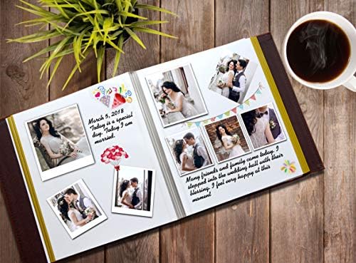 Photo Album Holds 3X5, 4X6, 5X7, 6X8, 8X10 Photos, Leather Cover, Magnetic Self-Stick Page, Hand Made DIY Albums (Brown, Large) (Pack of 2) - Image 5