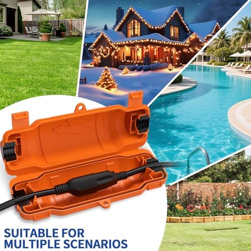 3 Pack Outdoor Extension Cord Safety Cover, Waterproof, Orange - Image 6