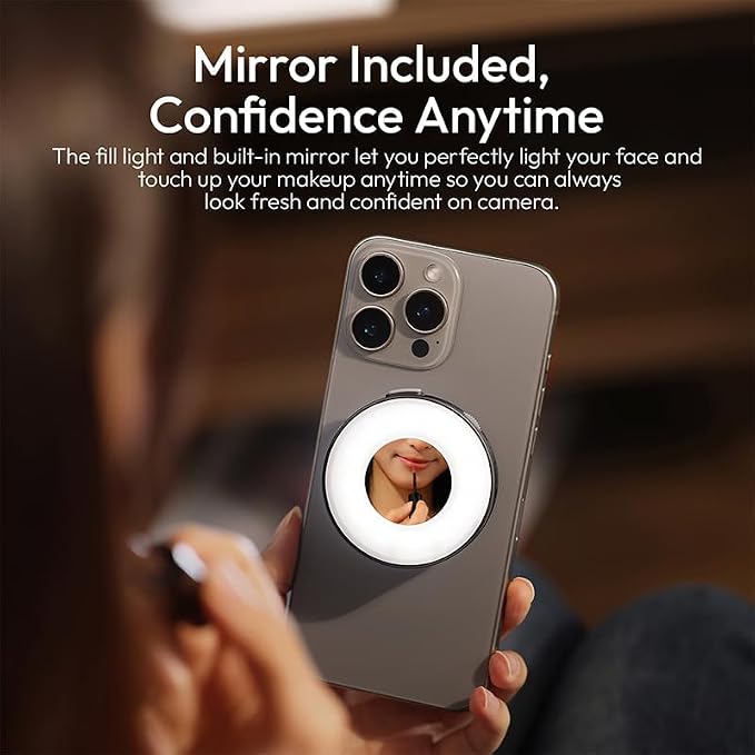Ulanzi ML05 Magnetic Selfie Light, Mini Phone Light for iPhone Magsafe | 2500K-9000K Bi-color, Mirror & Phone Stand & Fill Lighting 3 in 1, For Selfies/TikTok/Zoom Call/Video Conference/YouTube - Image 7