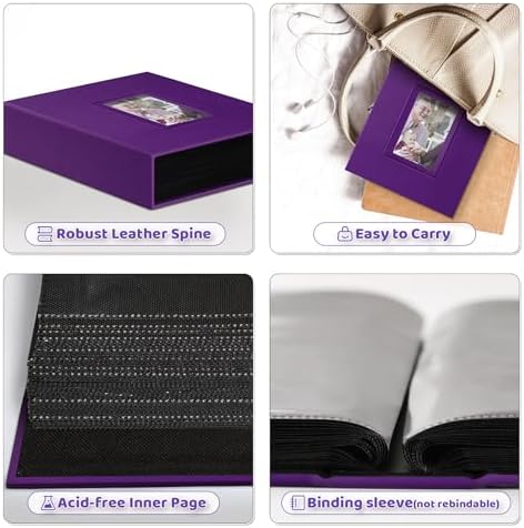 Popotop 4x6 Photo Album Holds 100 Pictures, Vegan Leather Hardcover - Image 4