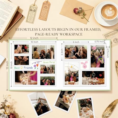Vienrose Scrapbook Album 12x12 Inch Linen 420gsm Kraft 40 Pages Grass Green - Image 3