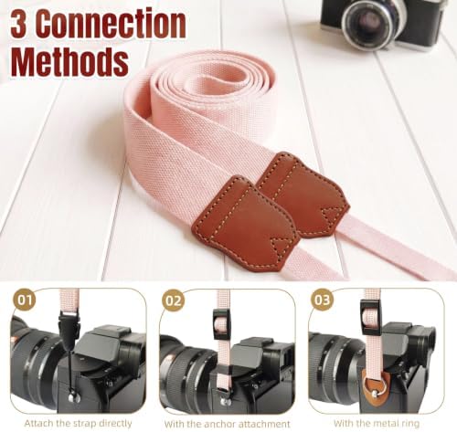 Pink Camera Strap Cute, Adjustable Woven Camera Neck&Shoulder Straps for Canon, Fujifilm, Sony, Nikon, Minolta, Panasonic DSLR(Pink) - Image 3