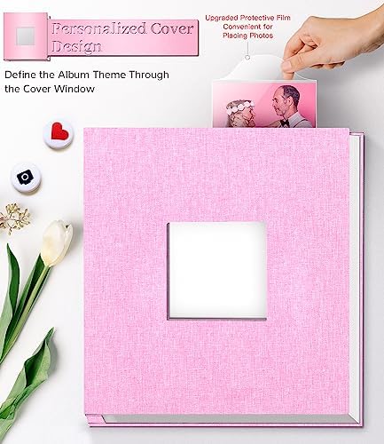 Artfeel Photo Album Self Adhesive Scrapbook Album for 3x5 4x6 5x7 8x10 Pictures,120 Pages Linen Cover with Display Window DIY Photo Book,Ideal Gifts for Family Travel Wedding Baby - Image 2