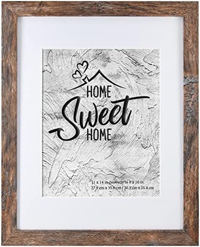 Califortree Rustic Brown 11x14 Picture Frame - Display Photos 8x10 with Mat or 11x14 Without Mat - HD Glass Inside, Horizontal and Vertical Display for Wall by Califortree