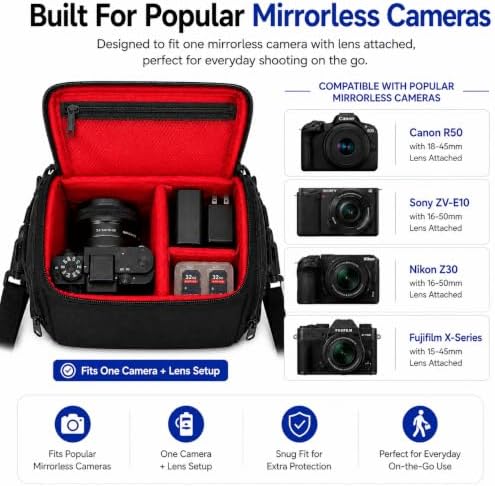 Acuvar Small Camera Bag, Waterproof Crossbody Camera Case with Shoulder Strap for Mirrorless Cameras, Compact Travel Camera Bag Fits Canon Sony Nikon Fujifilm - Image 3