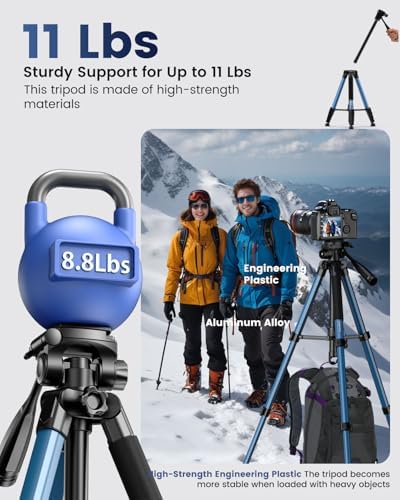 CAMBOFOTO 73" Camera Tripod and Monopod, Aluminum Tripod Stand/Navy Blue - Image 2