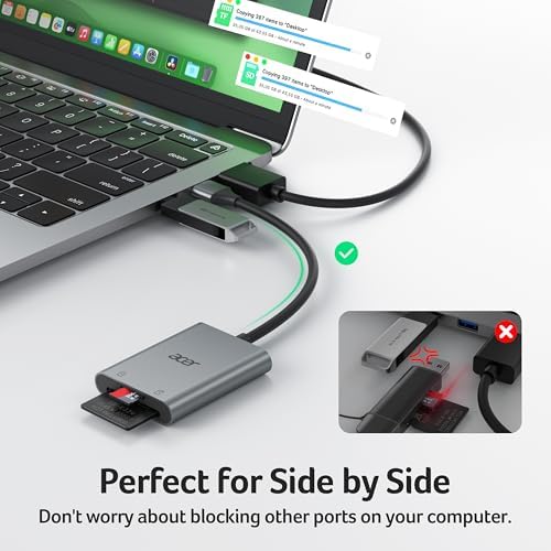 Acer SD Card Reader, USB A 3.0 to Micro Memory Card Reader Aluminum - Image 4