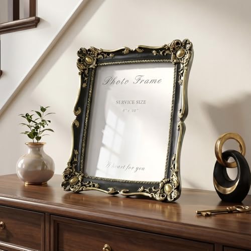 Cuspin 8x10 Picture Frame Black and Gold Vintage Ornate Resin Frame - Image 2