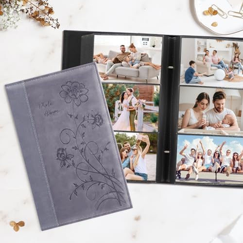 Artmag Photo Album 4x6 300 Photos, Extra Large Capacity Leather Cover Wedding Family Photo Albums Holds 300 Horizontal 4x6 Photos(Grey) - Image 4