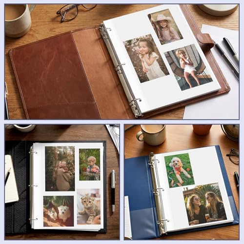 VOKOY 15 Sheets/30 Pages Photo Album Pages for 3 Ring Binder, Self Adhesive Scrapbooking Album Refill Pages Replacement Photo Album Sheets for 2x3 4x6 5x7 8x10 Photo or Cards, 11 x 9 Inch - Image 6