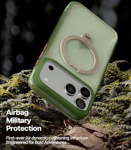 TORRAS Ostand Q3 Air for iPhone 17 Pro Case with 360 Magnetic Stand, Fit for MagSafe, Mil-Grade Drop, Camera Control Button, Shockproof Phone Case for iPhone 17 Pro 6.3", Evergreen - Image 4
