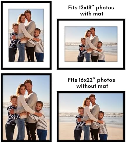 Americanflat 16x22 Poster Frame 5-Pack - Matted to 12x18 - Black - Image 4
