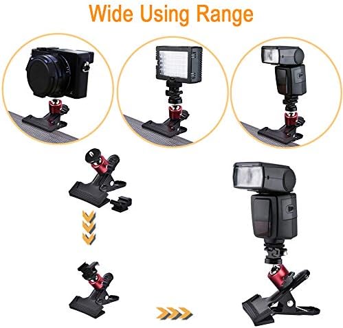 UTEBIT Tripod Camera Clip Clamp, with 360° Swivel Mini Ball Head, Black&Red - Image 5