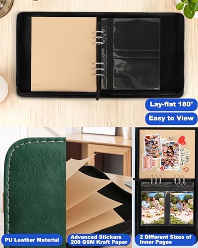 Leather Photo Album 4x6 200 Photos, DIY Scrapbook with 50 Sheets and 20 Blank Kraft Sheets, Travel Souvenir Diary Photo Book for Family Wedding Baby and Holiday Pictures - Image 6