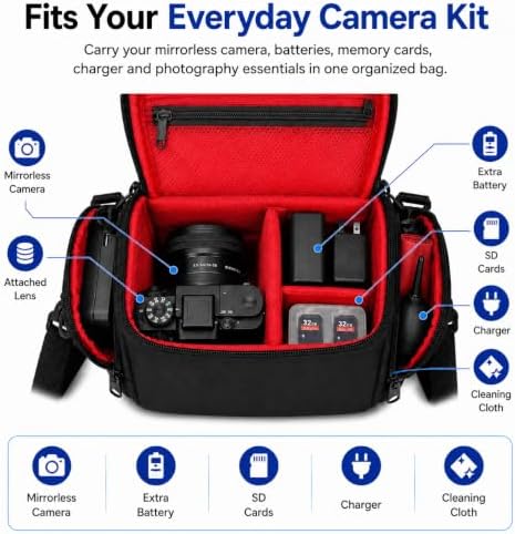 Acuvar Small Camera Bag, Waterproof Crossbody Camera Case with Shoulder Strap for Mirrorless Cameras, Compact Travel Camera Bag Fits Canon Sony Nikon Fujifilm - Image 2