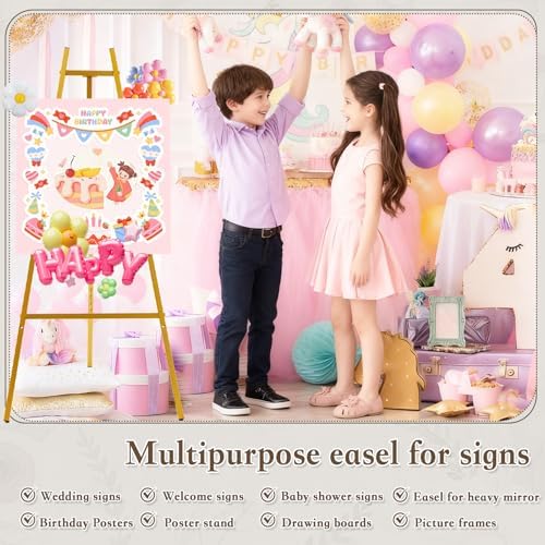 57.1" Gold Easel Stand for Sign,Tall Heavy Duty Display Easel - Image 5