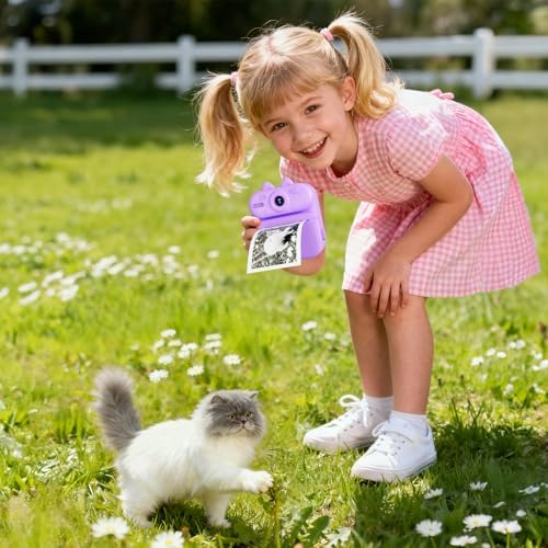 Kids Camera Instant Print: Gleeglee 1080P Camera for Kids, Purple Cat - Image 3