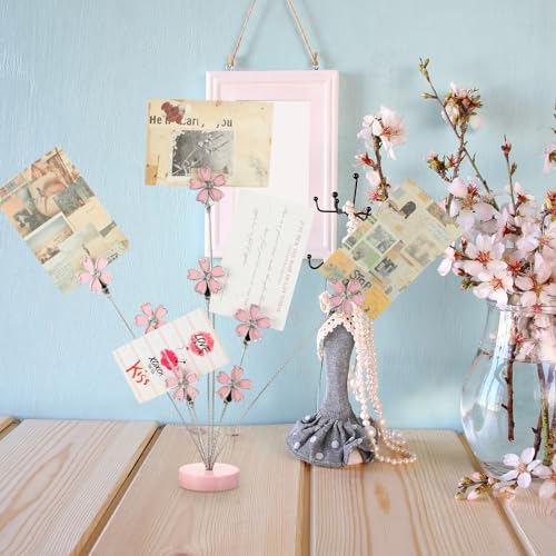 Tandefio 8 Branch Gift Card Tree Holder, Photo Stand with Clips, Pink - Image 5