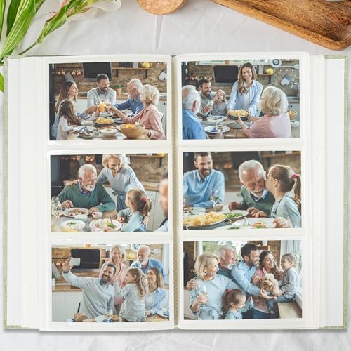 Vienrose Photo Album 4x6 Photos 420 Pockets Linen Cover Slip-in Photo Book with Round Window for Wedding, Vacation Memories, Personalized Picture Organizer, Green - Image 4
