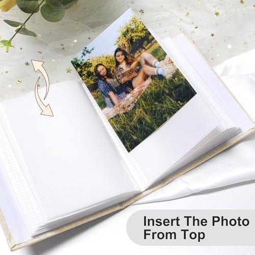 Holoary Photo Album 4x6 100 Photos, 100 Pockets 4”x6” Picture Album, Linen Fabric Cover Picture Book for Photos, 4x6 Photo Albums for Family Weddings Travel Memories(Beige) - Image 5