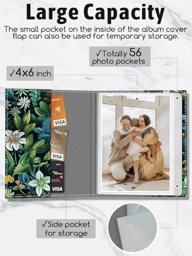 Photo Album 4x6, 56 Pockets Small Picture Book Flowers Floral - Image 4
