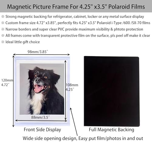 3.5x4.25” Magnetic Polaroid Picture Frame, Fridge Magnet Frame for Polaroid Now i-Type/600/SX-70/OneStep+/Instax Wide Square 300/200/210 Films, Instant Film Display,10 Pack - Image 2
