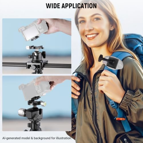 NEEWER Arca Type Quick Release Plate with 1/4" Screw, Camera Tripod Mount Adapter QR Plate Accessory Compatible with DJI RS Series Gimbal Stabilizer Action Camera Phone Cage, UA078 - Image 6