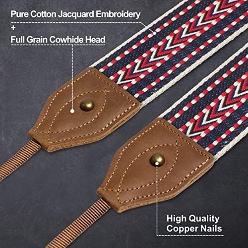 Padwa Lifestyle 2" Wide Classic Crazy Horse Art Cowhide Head Cotton Camera Straps for Photographers - Image 3