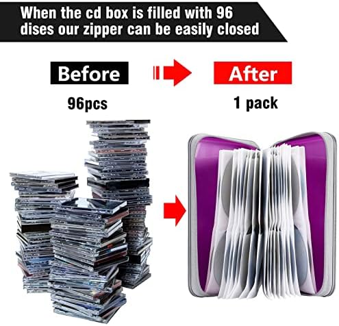 Siveit CD DVD Cases 96 Capacity Disc Storage Binder for Car(Purple) - Image 4