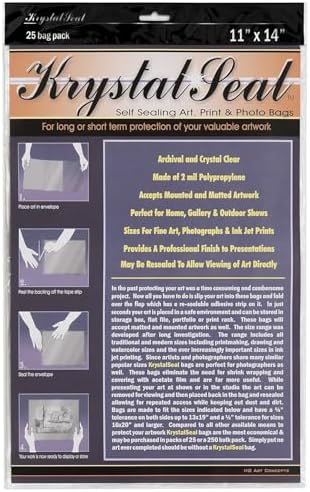 Creative Mark Krystal Seal ATC Art and Photo Bags - Archival Polyethylene Sealing Bags for Paintings, Artwork and Photo Storage - 11 x 14"- Pack of 25 by CreativeMark