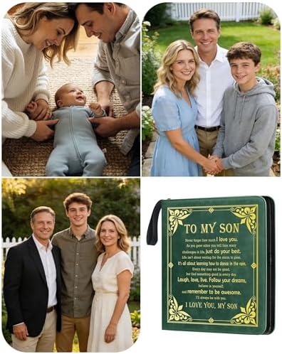 Son Leather Photo Album 4x6 100 Photos, Memory DIY Scrapbook with 25 Sheets and 20 Blank Kraft Sheets, Children's Growth Album Book for Son Kids Birthday Gift Graduation Gift ﻿ - Image 7