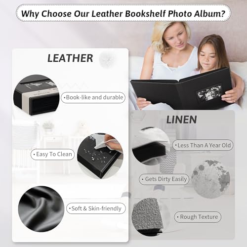 Popotop 4x6 Photo Album Holds 300 Pictures, Vegan Leather Hardcover - Image 3