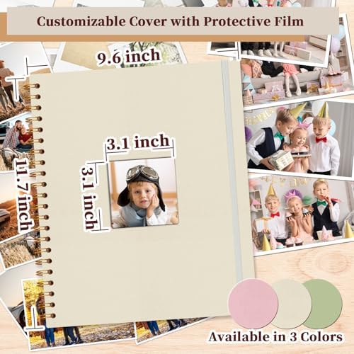 8.5x11 in Scrapbook Photo Album with Window, 30 Sleeves Beige - Image 5