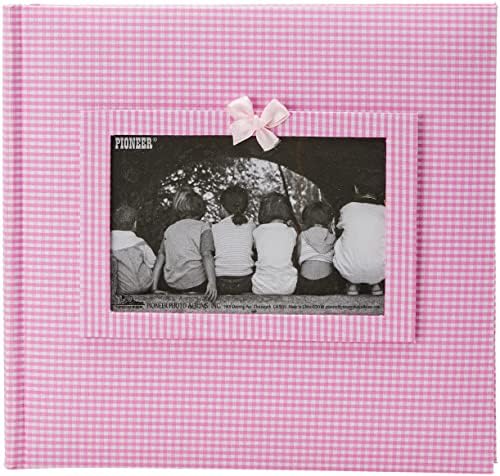 Pioneer Photo Albums 200-Pocket Gingham Fabric Frame Cover Photo Album for 4 by 6-Inch Prints, Pink by PioneerPhotoAlbums