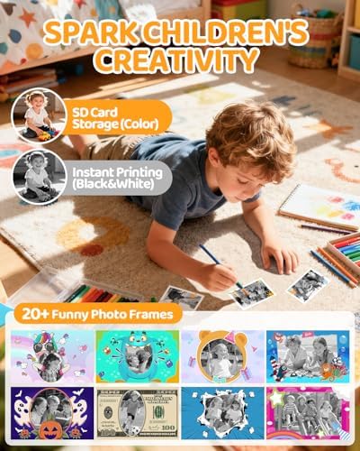 CalineGam Kids Instant Print Camera, 1080P HD Dual Lens with 32GB Card | 2.4" Screen Kids Camera with 3 Paper Rolls, 16X Zoom, Christmas Birthday Gifts for Girls and Boys Age 3-12 - Image 4