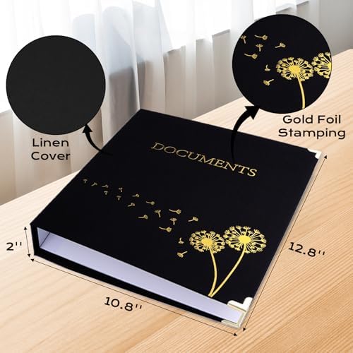 XKDOUS Important Document Organizer 3 Ring Linen Binders Folio File Folders - Image 2