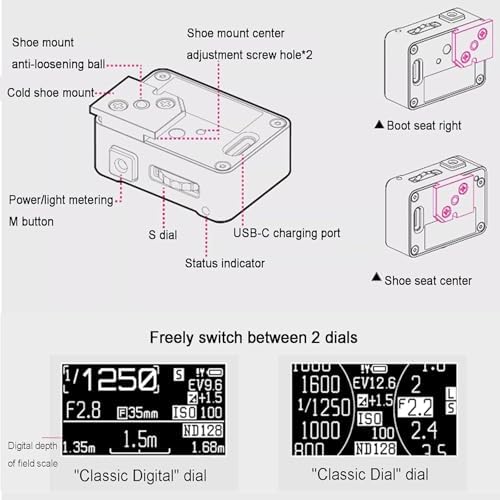 Camera Light Meter, Photography Light Meter, with OLED Screen, Exposure Indicator, 30° Average Metering, Adjust ISO, Aperture and Shutter Speed Photography, for Vintage Cameras - Image 3