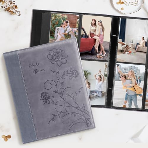 Artmag Photo Album 4x6 400 Photos, Extra Large Capacity Leather Cover Wedding Family Photo Albums Holds 400 Vertical 4x6 Photos(Grey) - Image 4